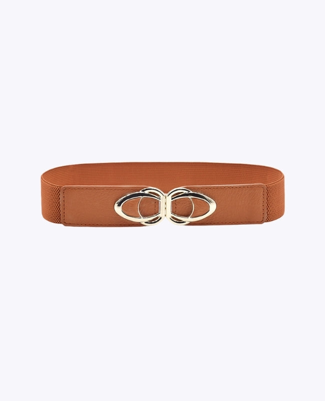 Ceinture de Robe Élastique Femme Marron en Cuir "Louise"