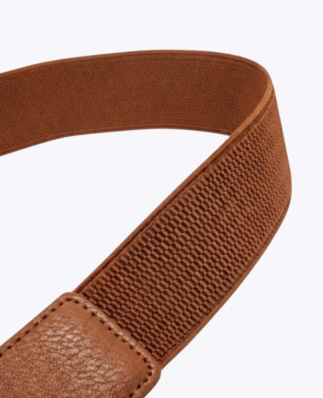 Ceinture de Robe Élastique Femme Marron en Cuir "Louise"