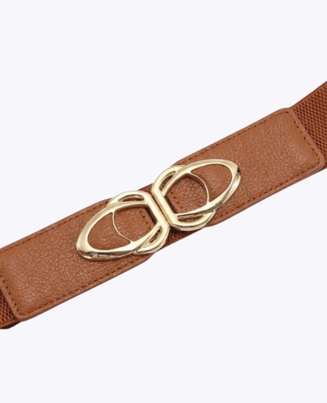 Ceinture de Robe Élastique Femme Marron en Cuir "Louise"