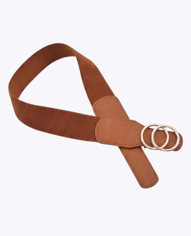 Ceinture de Robe Élastique Femme Marron en Cuir "Madeleine"
