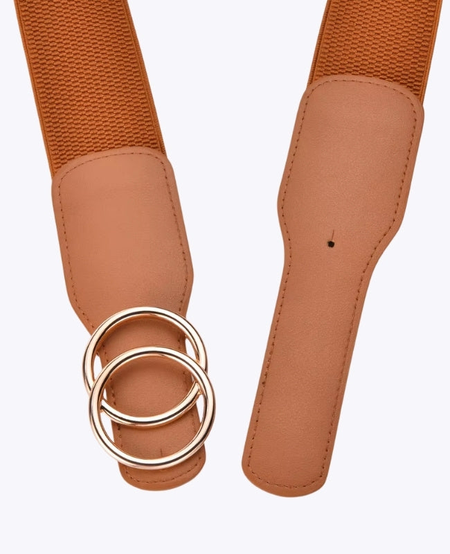 Ceinture de Robe Élastique Femme Marron en Cuir "Madeleine"