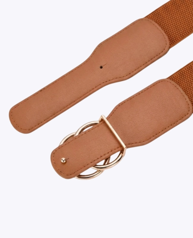 Ceinture de Robe Élastique Femme Marron en Cuir "Madeleine"