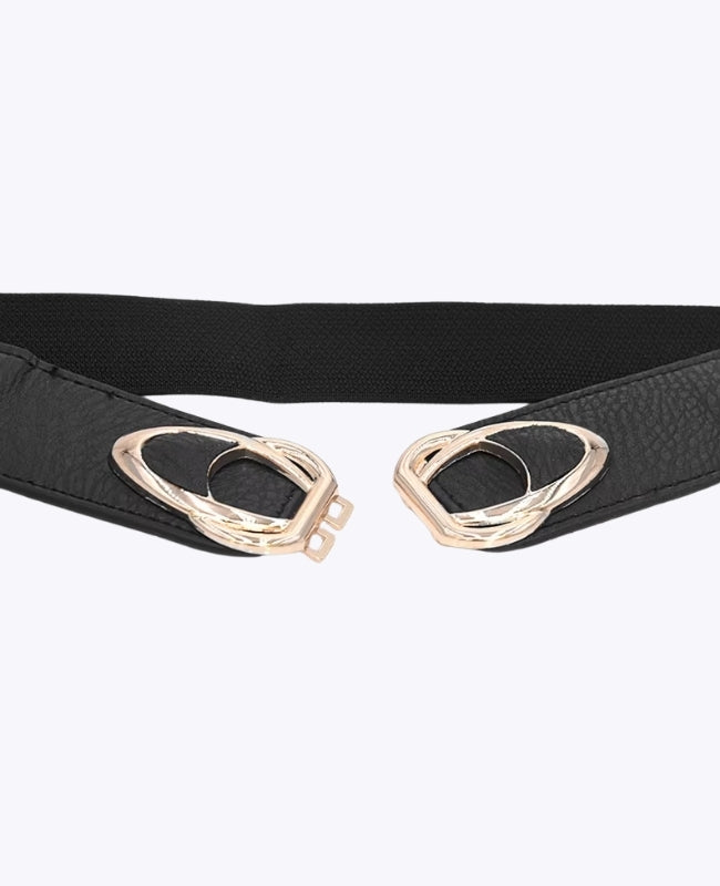 Ceinture de Robe Élastique Femme Noir en Cuir "Louise"