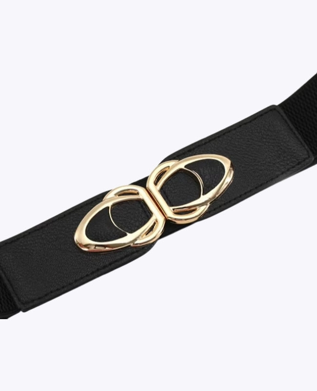 Ceinture de Robe Élastique Femme Noir en Cuir "Louise"