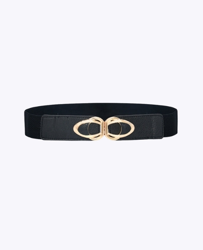 Ceinture de Robe Élastique Femme Noir en Cuir "Louise"