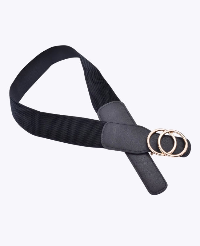 Ceinture de Robe Élastique Femme Noir en Cuir "Madeleine"