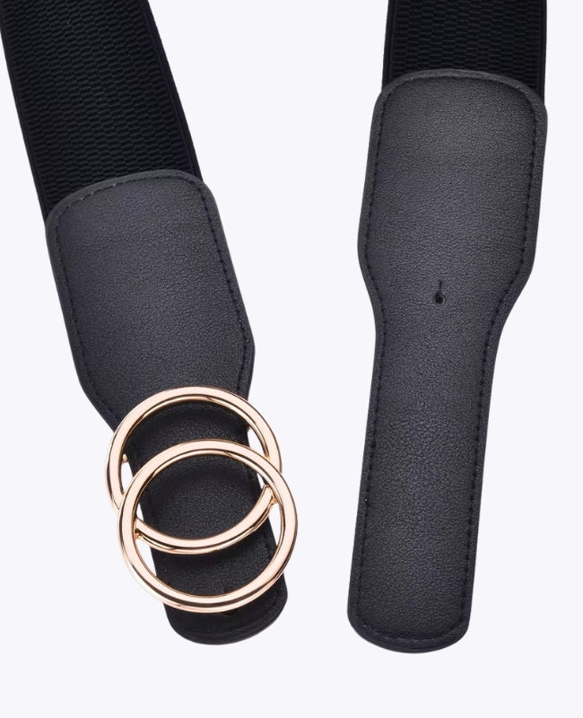 Ceinture de Robe Élastique Femme Noir en Cuir "Madeleine"