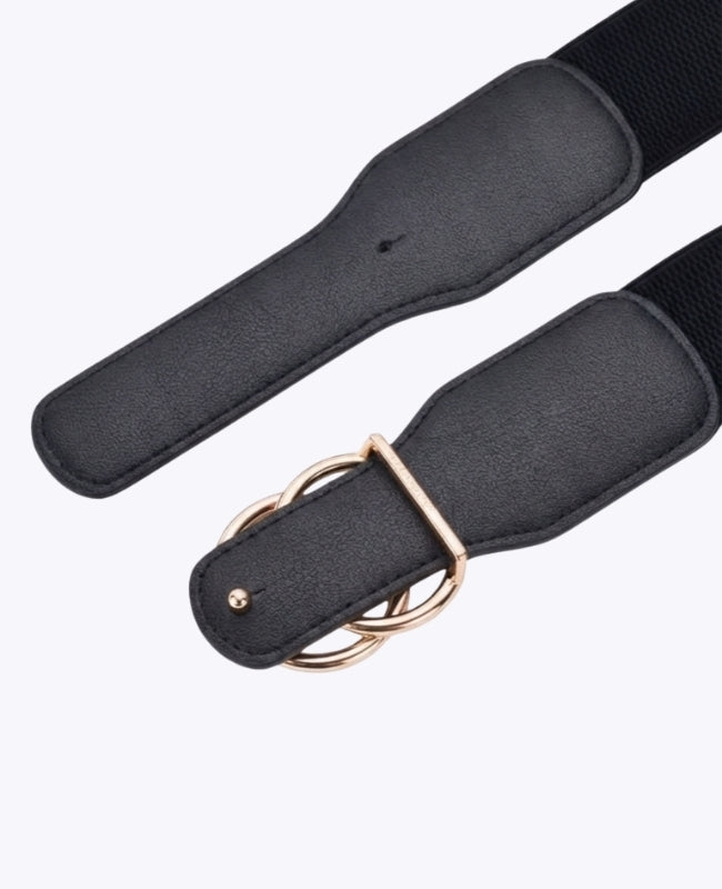 Ceinture de Robe Élastique Femme Noir en Cuir "Madeleine"