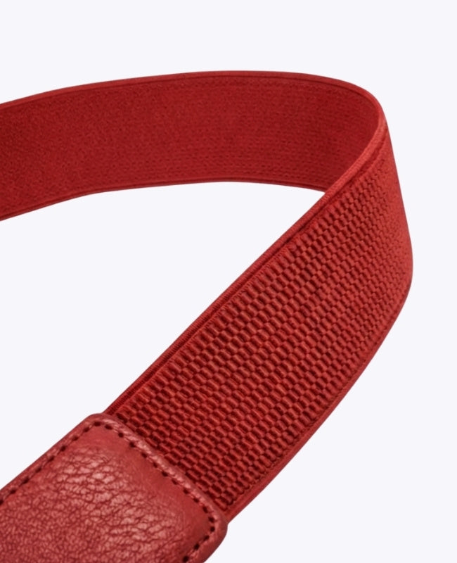 Ceinture de Robe Élastique Femme Rouge en Cuir "Louise"
