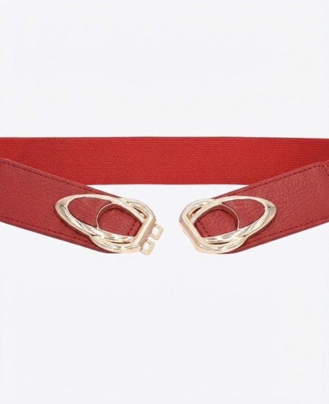 Ceinture de Robe Élastique Femme Rouge en Cuir "Louise"
