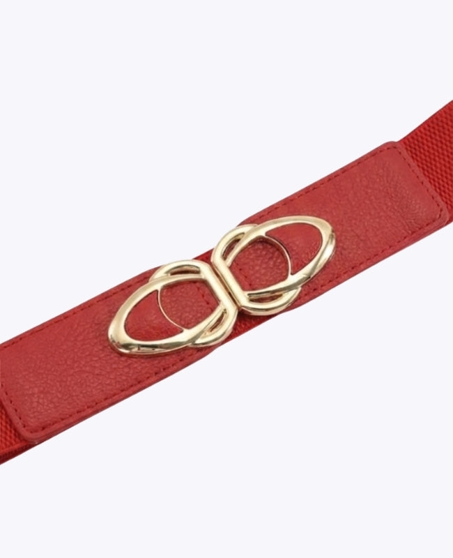 Ceinture de Robe Élastique Femme Rouge en Cuir "Louise"