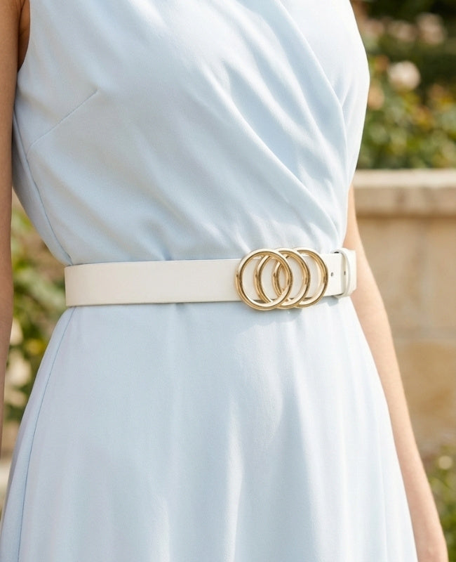 Ceinture de Robe Femme Blanc en Cuir "Clémence"