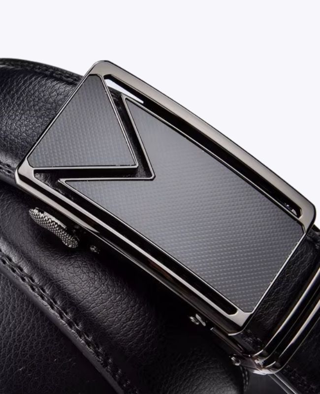 Ceinture Homme Noir en Cuir Sans Trou "Alphonse"