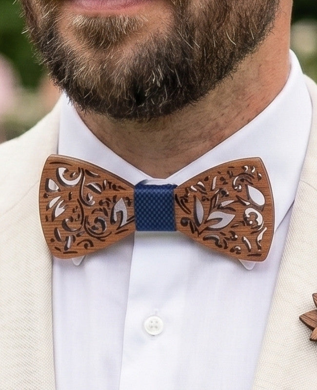 Coffret Noeud Papillon Bleu Homme en Bois «Édouard»