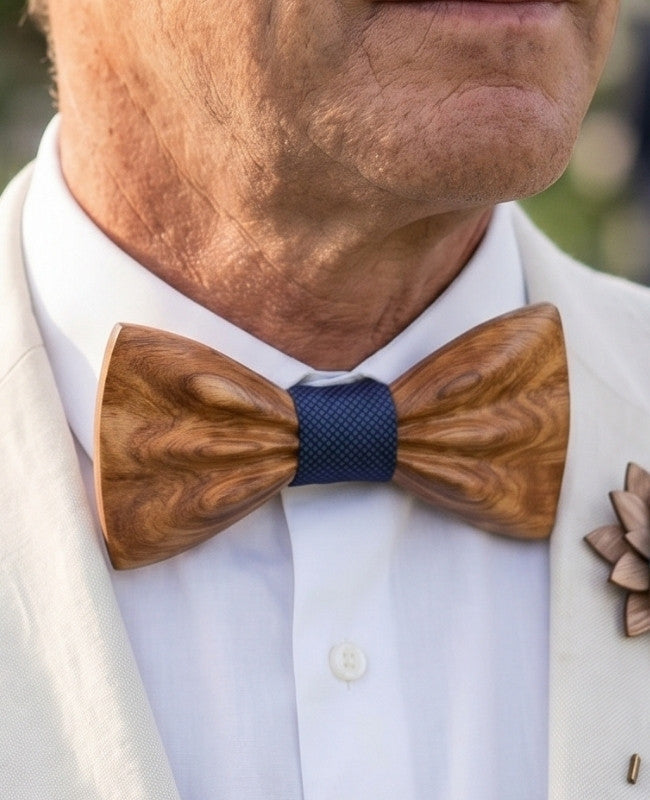 Coffret Noeud Papillon Bleu Homme en Bois «Hippolyte»