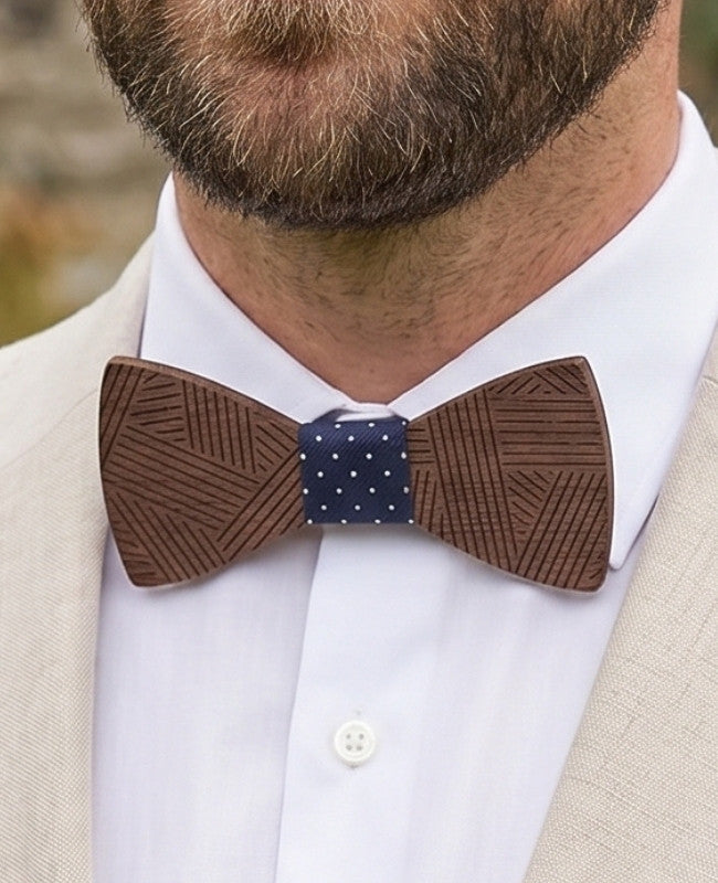 Coffret Noeud Papillon Bleu Homme en Bois «Léandre»