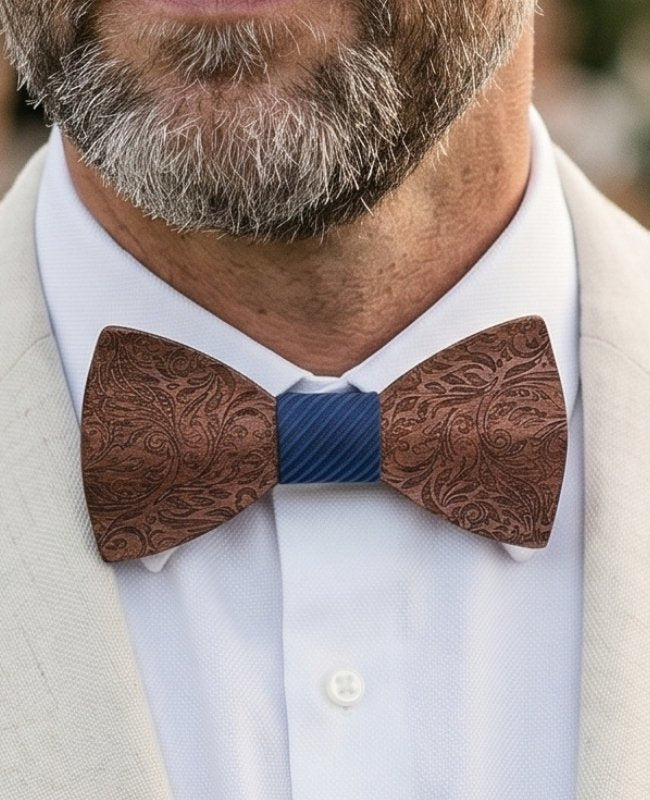 Coffret Noeud Papillon Bleu Homme en Bois «Virgile»
