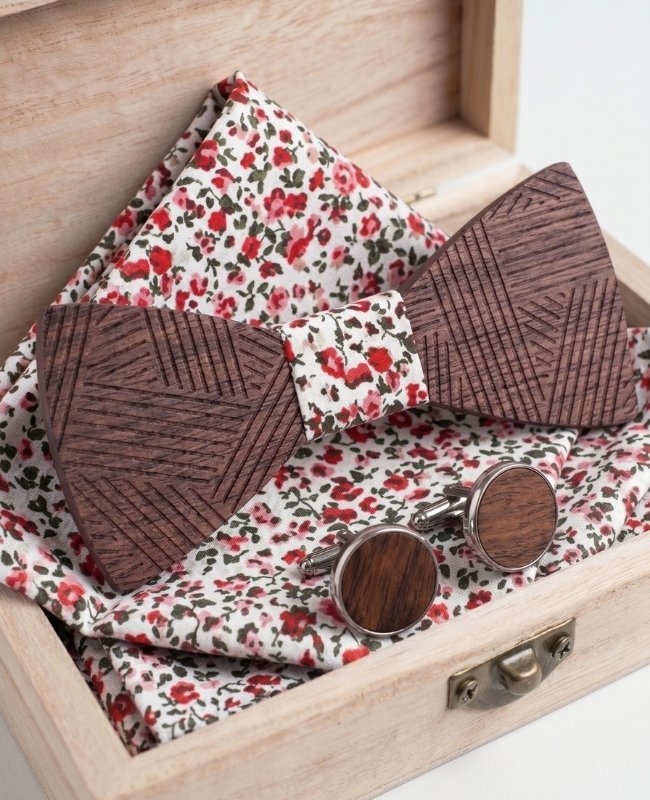 Coffret Noeud Papillon Liberty Homme en Bois «Léandre»