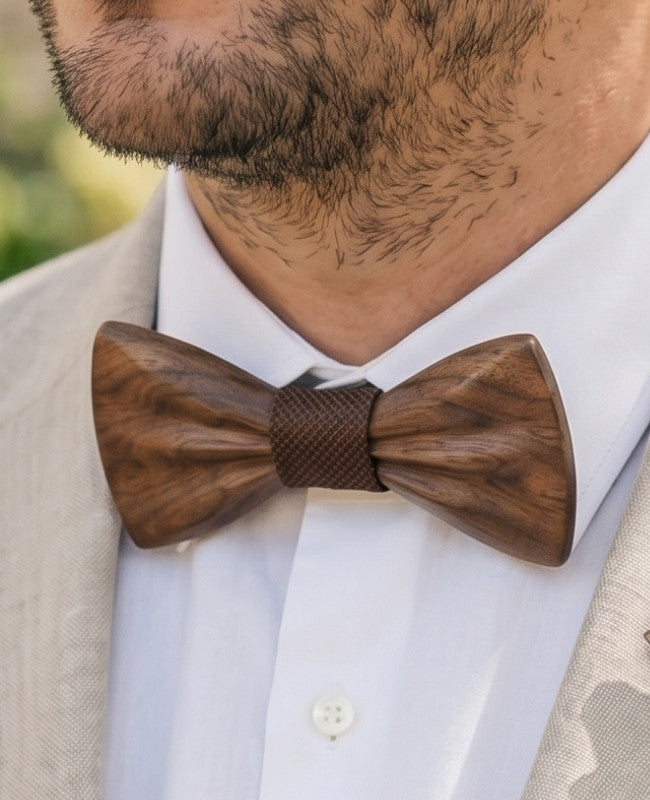 Coffret Noeud Papillon Marron Homme en Bois Foncé «Hippolyte»