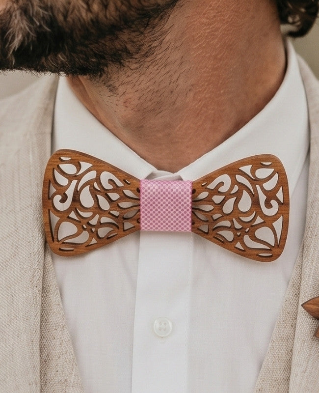 Coffret Noeud Papillon Rose Homme en Bois «Hercule»