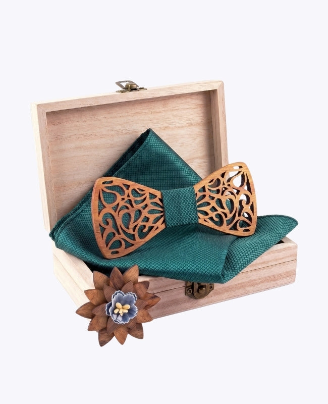 Coffret Noeud Papillon Vert Homme en Bois «Hercule»