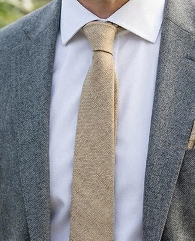 Cravate Beige n°1 Homme en Lin «Basile»