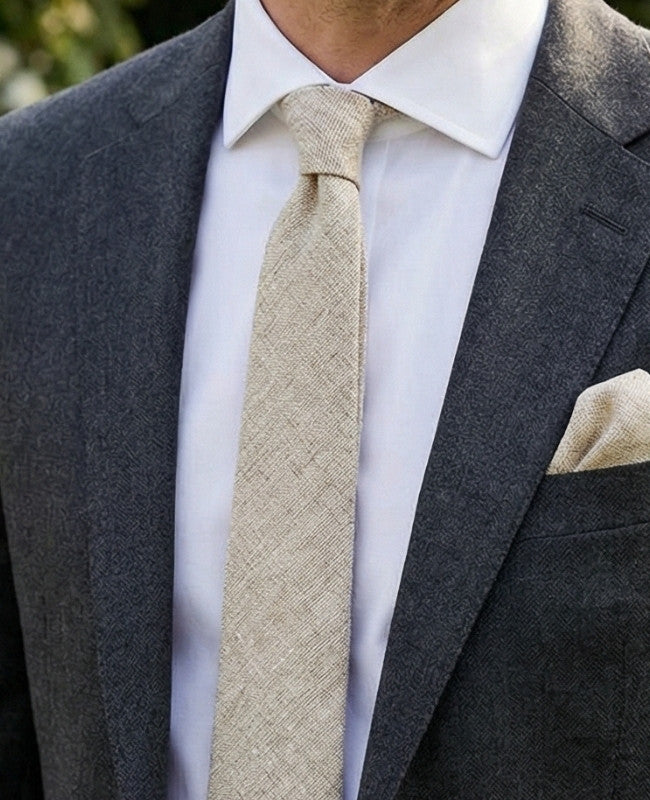 Cravate Beige Homme en Coton «Edgard»