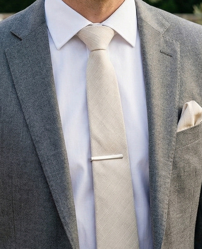 Cravate Beige n°1 Homme en Coton «Oscar»