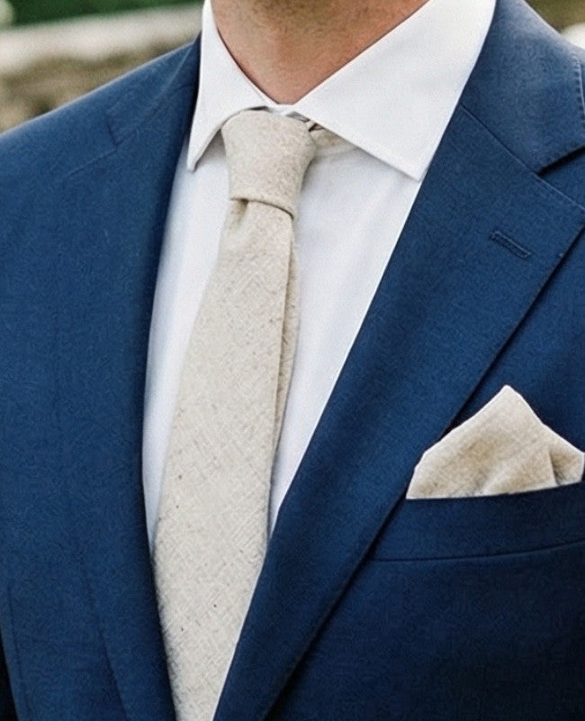 Cravate Blanc n°2 Homme en Lin «Basile»