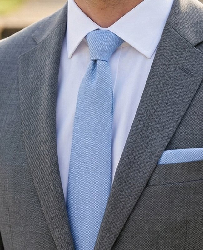 Cravate Bleu n°3 Homme en Coton «Edgard»