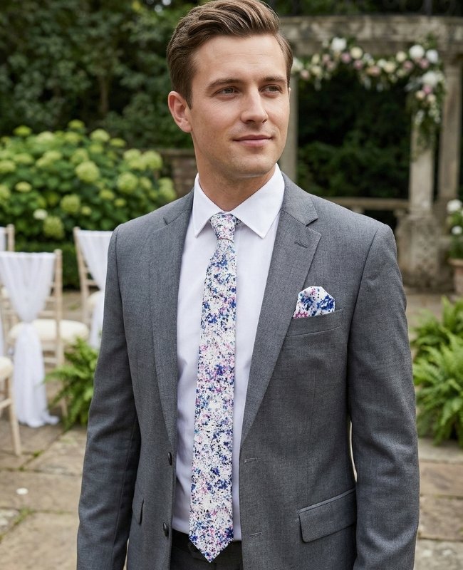 Cravate Liberty Blanc n°1 Homme en Coton «Charles»