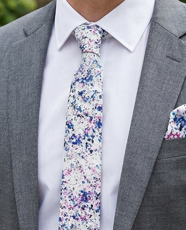 Cravate Liberty Blanc n°1 Homme en Coton «Charles»
