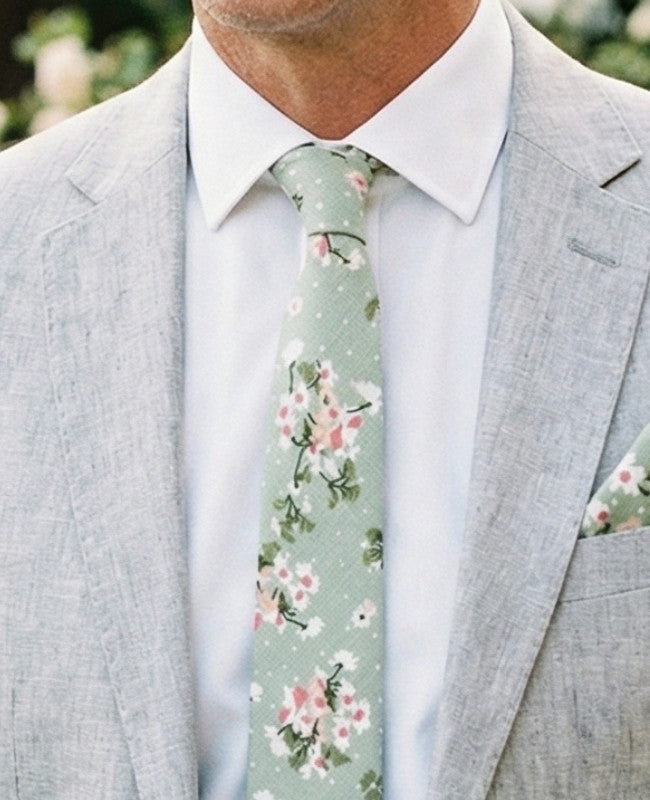 Cravate Liberty Vert n°3 Homme en Coton «Gaspard»