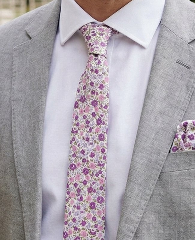 Cravate Liberty Violet Homme en Coton «Gaspard»