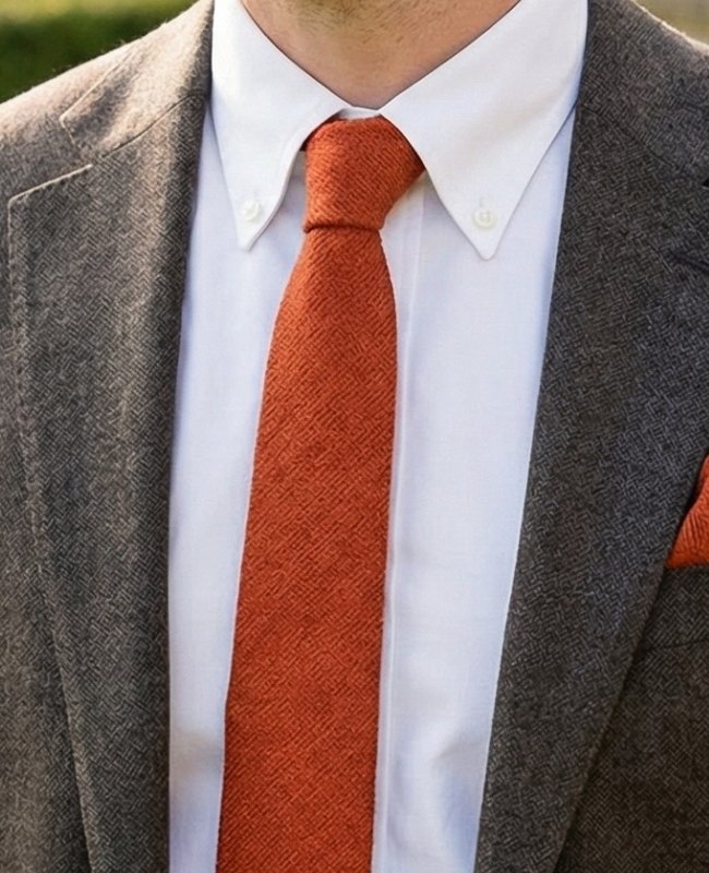 Cravate Terracotta n°2 Homme en Effet Velours «Simon»