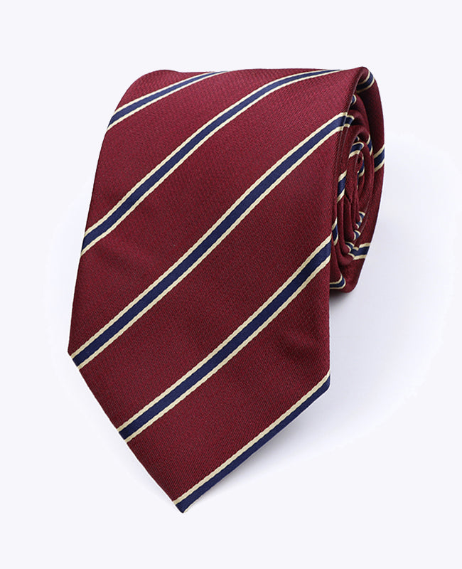 Cravate Rouge à Rayures Homme en Polyester «Edmond»
