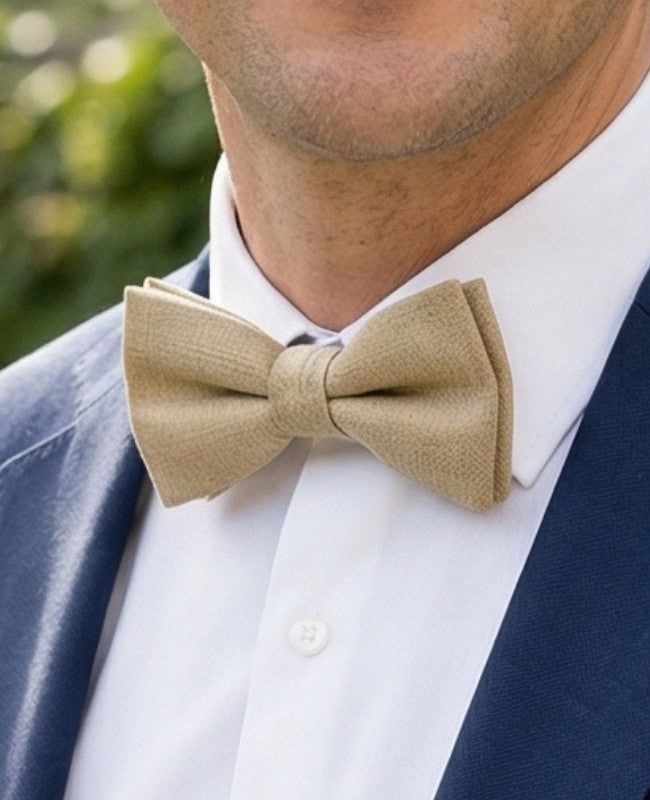Noeud Papillon Beige n°1 Homme en Lin «Basile»