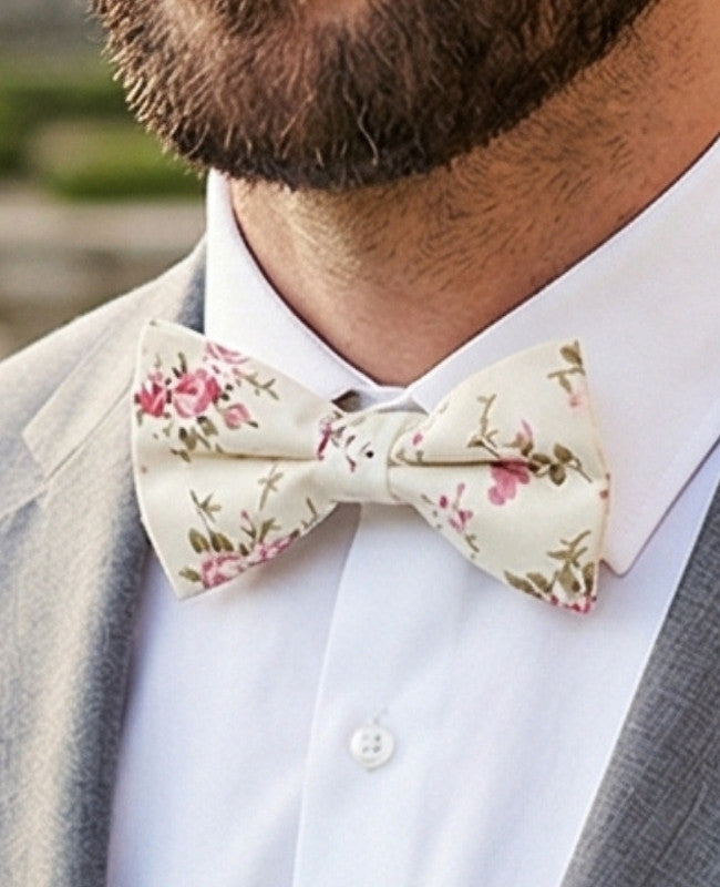 Noeud Papillon Liberty Blanc n°7 Homme en Coton «Charles»