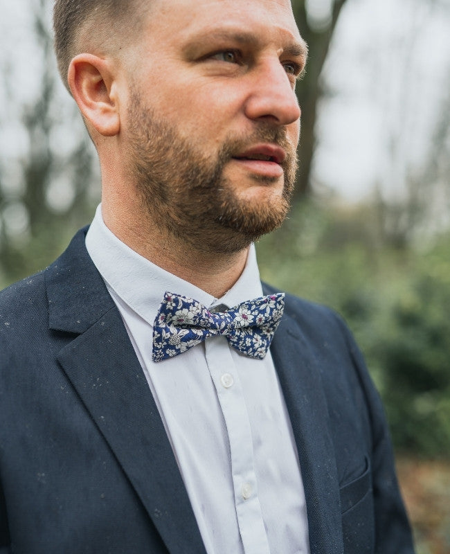 Noeud Papillon Liberty Bleu n°1 Homme en Coton «Clovis»