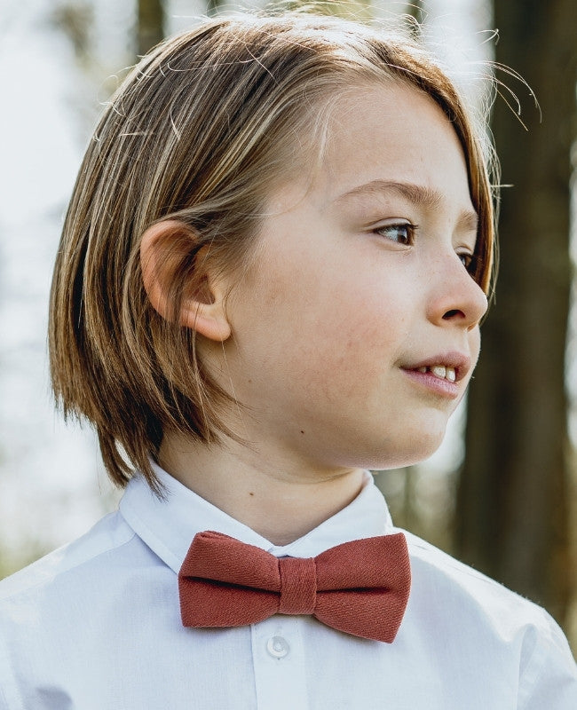 Noeud Papillon Terracotta n°3 Enfant en Effet Velours «Simon»