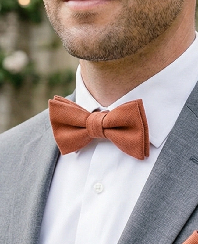 Noeud Papillon Terracotta n°3 Homme en Effet Velours «Simon»