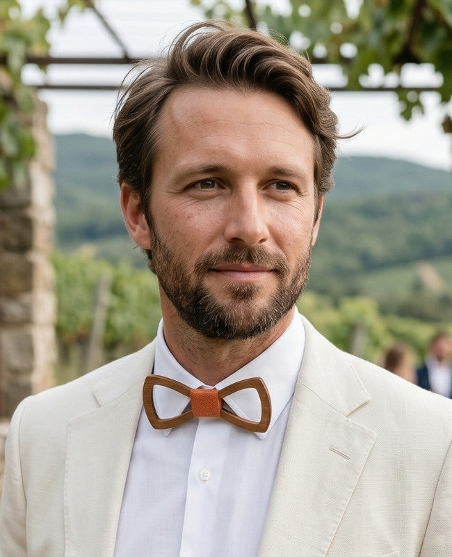 Noeud Papillon Orange Homme en Bois «Émile»