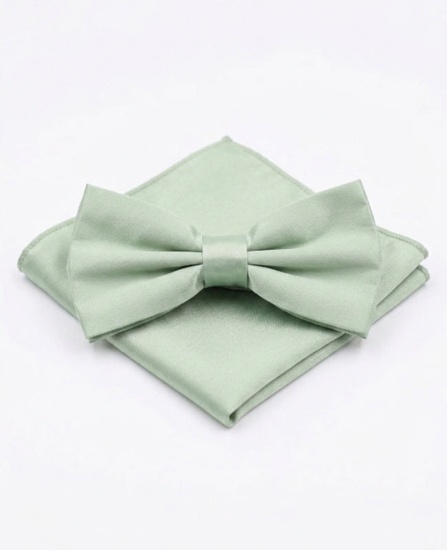 Noeud Papillon + Pochette de Costume Vert n°1 Homme en Polyester «Anatole»