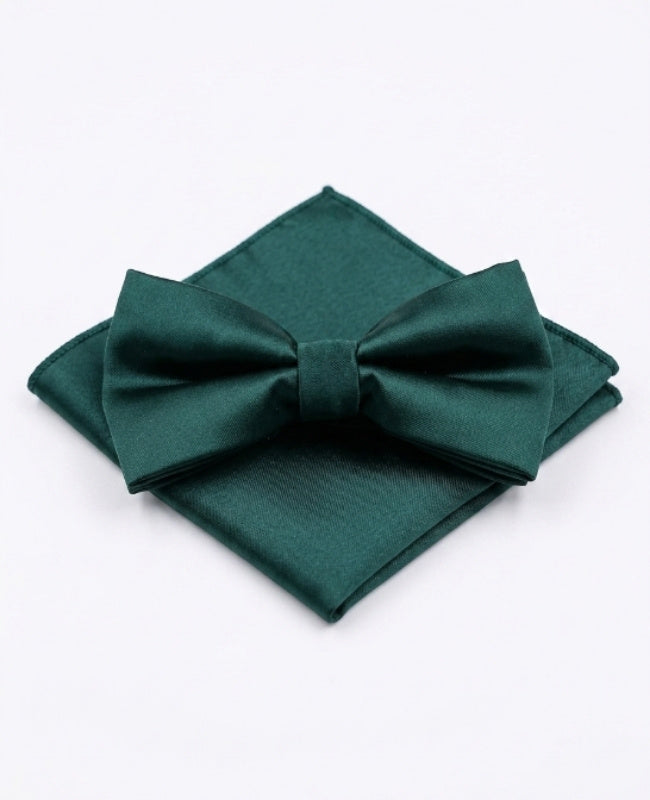 Noeud Papillon + Pochette de Costume Vert n°1 Homme en Polyester «Jules»