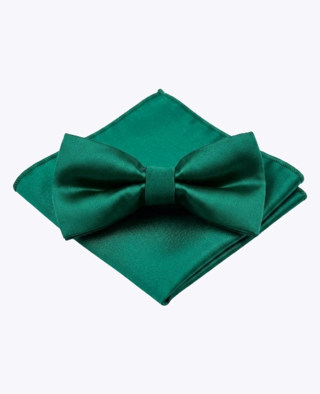 Noeud Papillon + Pochette de Costume Vert n°2 Homme en Polyester «Jules»