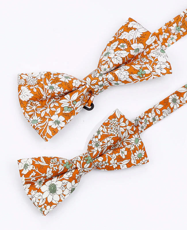 Noeuds Papillon Liberty Orange Père & Fils en Coton «Clovis»
