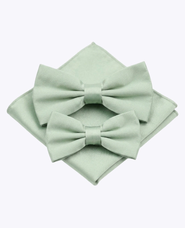Noeuds Papillon Vert n°1 Père & Fils + Pochette de Costume en Polyester «Anatole»