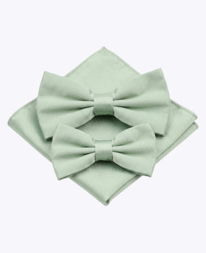 Noeuds Papillon Vert n°1 Père & Fils + Pochette de Costume en Polyester «Anatole»