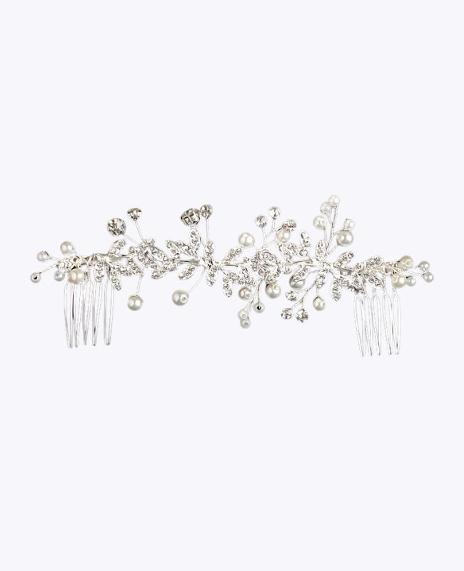 Peigne Fleuri Argent n°2 Femme «Élise»