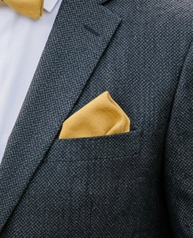 Pochette de Costume Jaune n°2 en Effet Velours «Simon»